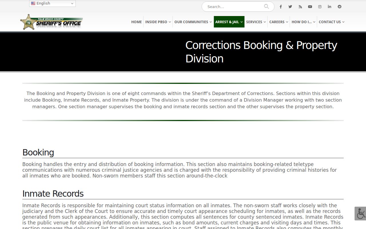 Palm Beach County arrest records booking and property division