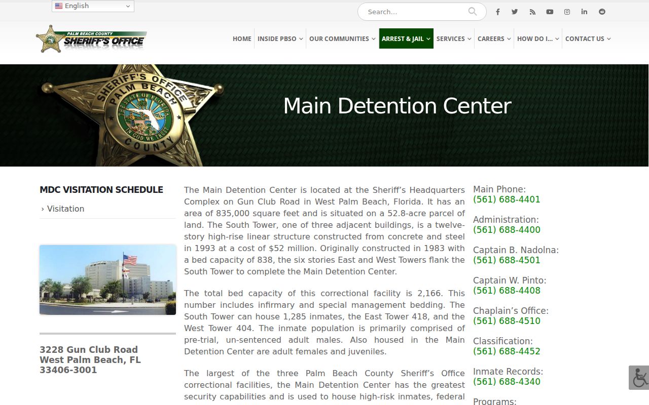 Palm Beach County arrest records Main Detention Center