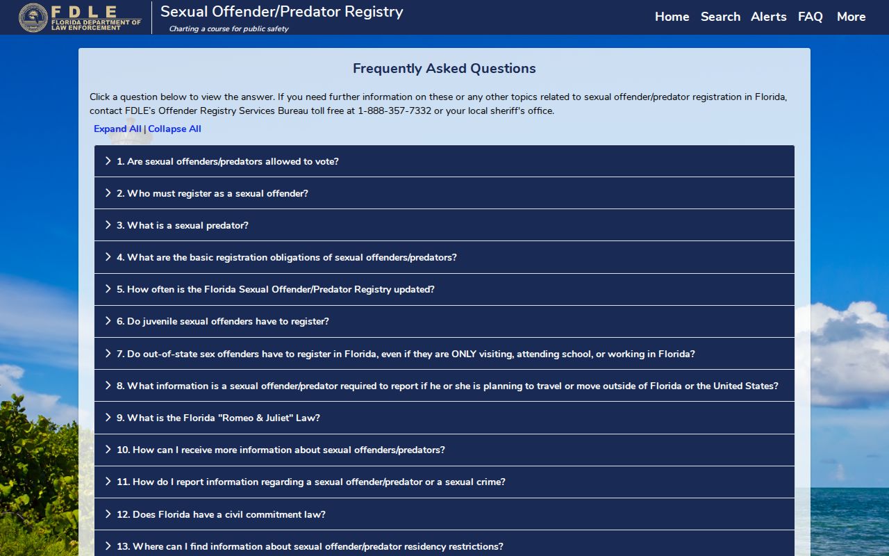 FDLE registry FAQ explaining public offender flyer information